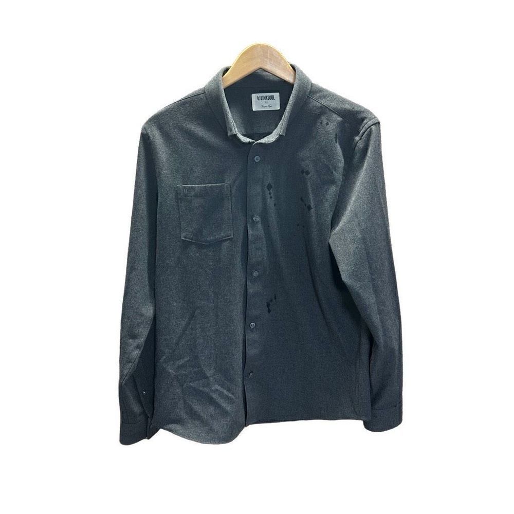 LinkSoul Size Medium (M) Long Sleeve Patterned Grey Black Shirt